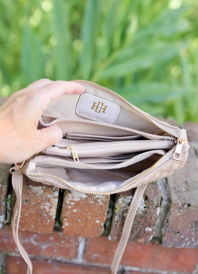LIZ CROSSBODY TAUPE QUILTED DQ
