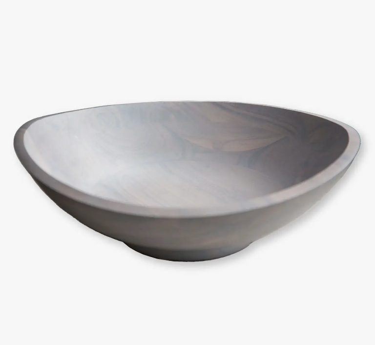 WHITEWASH COLLECTION ACACIA WOOD OVAL SERVING BOWL 15"