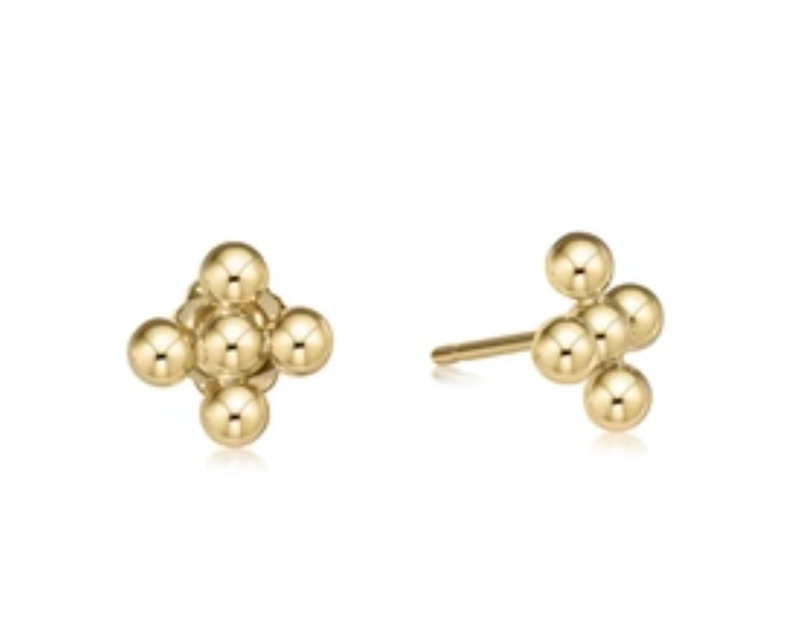 ENEWTON CLASSIC BEADED SIGNATURE CROSS STUD 3MM BEAD GOLD***