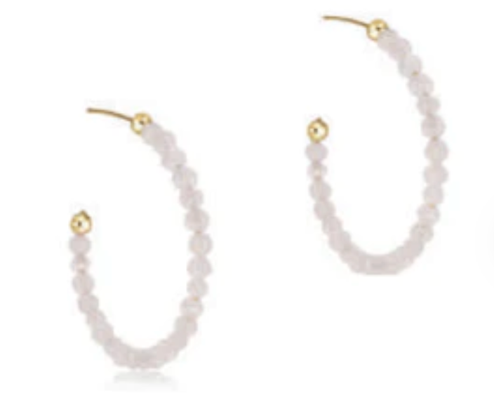 ENEWTON BEADED GEMSTONE 1.25" POST HOOP - 3MM MOONSTONE**