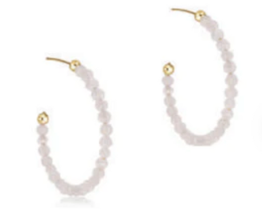 ENEWTON BEADED GEMSTONE 1.25" POST HOOP - 3MM MOONSTONE**