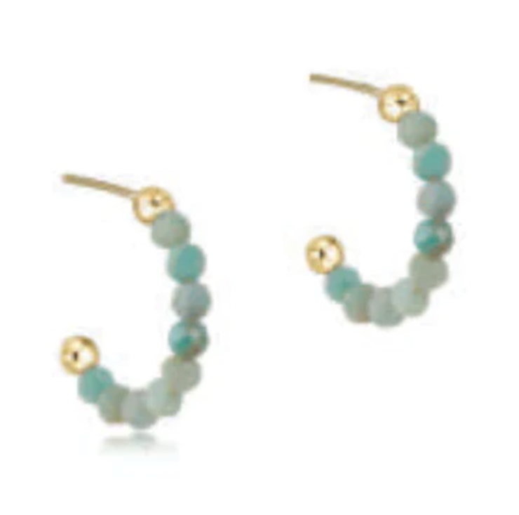 ENEWTON BEADED GEMSTONE 1" POST HOOP - 3MM AMAZONITE***