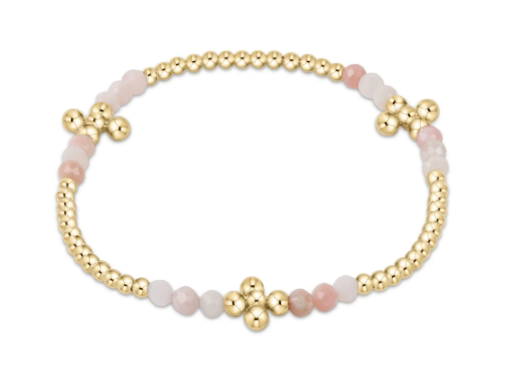 ENEWTON SIGNATURE CROSS GOLD BLISS PATTERN 2.5MM BEAD BRACELET PINK OPAL**
