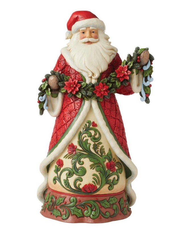 JIM SHORE SANTA WITH POINSETTIA GARLAND
