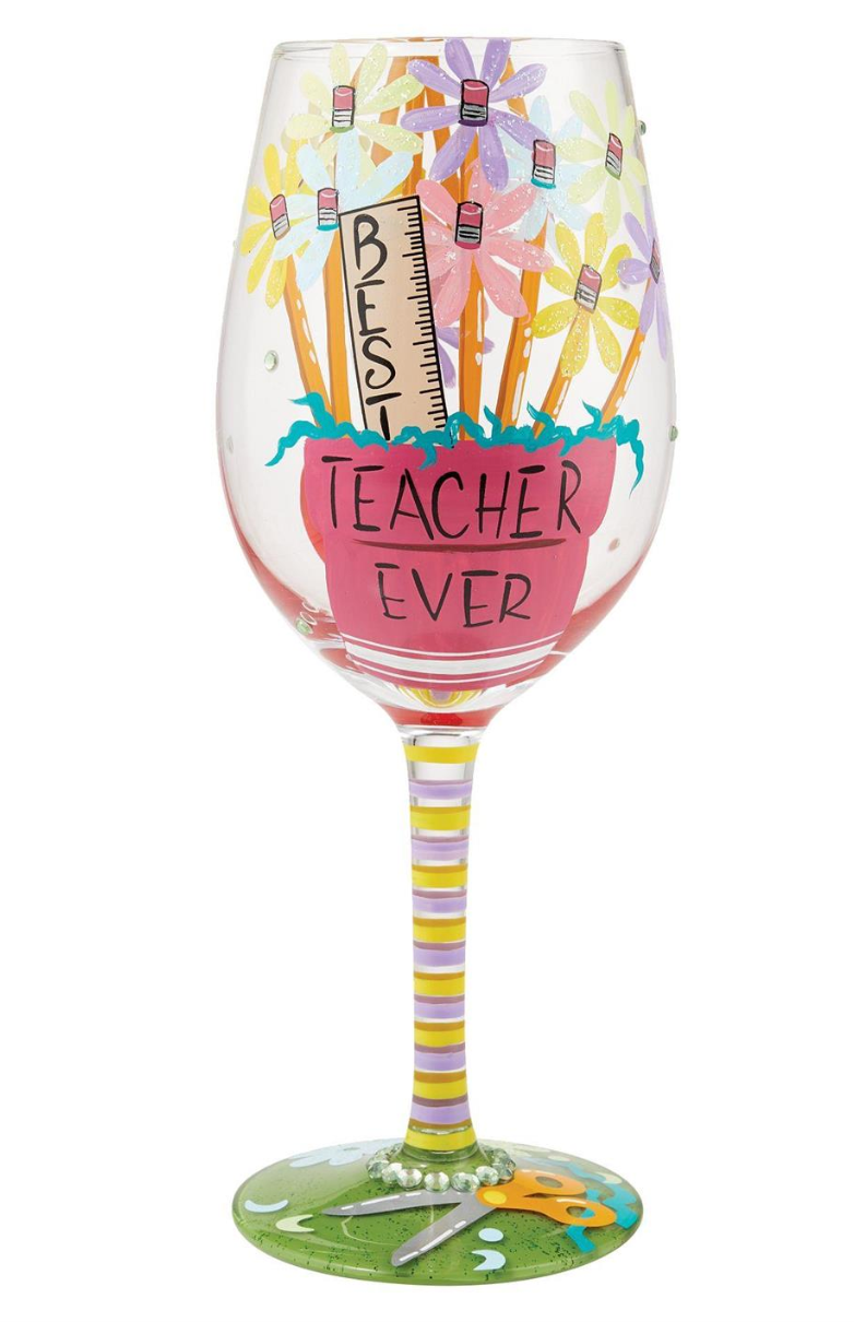 LOLITA BEST TEACHER EVER WINE GLASS