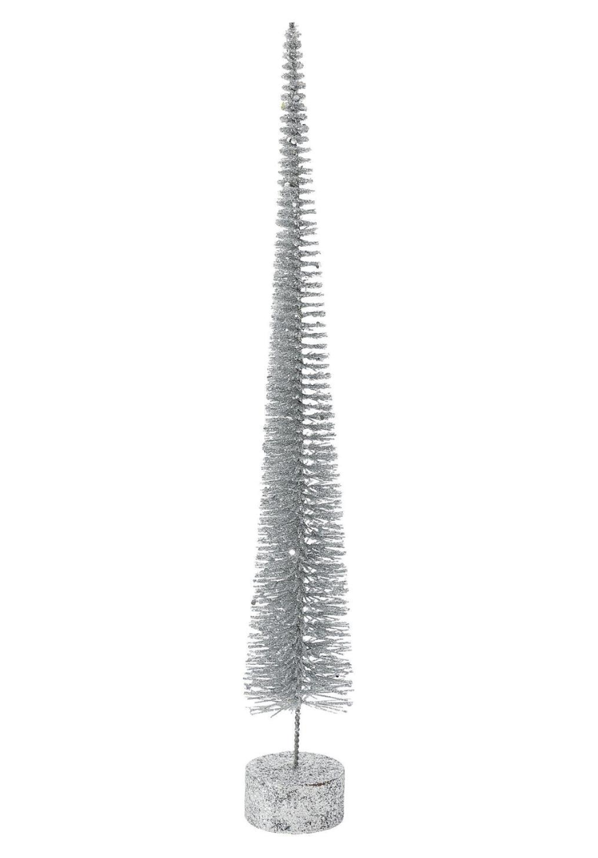 TALL SILVER GLITTER SPIKE TREE