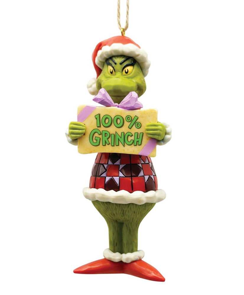 JIM SHORE DR SEUSS 100% GRINCH PVC ORNAMENT