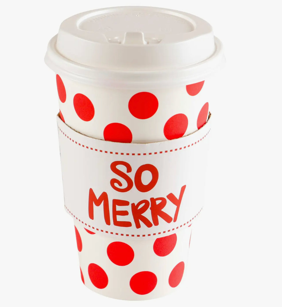 RED POLKA DOT W.SO MERRY SLEEVE HOT/COLD W/LID
