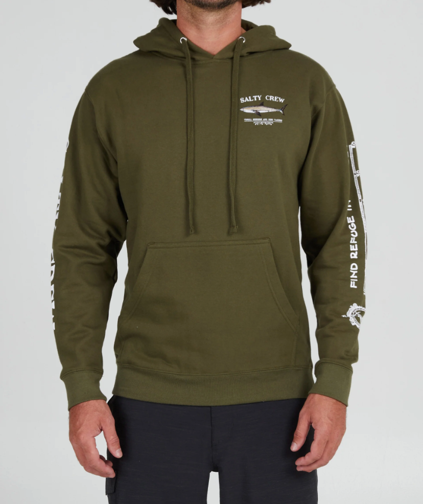 SALTY CREW BRUCE HOOD FLEECE ARMY
