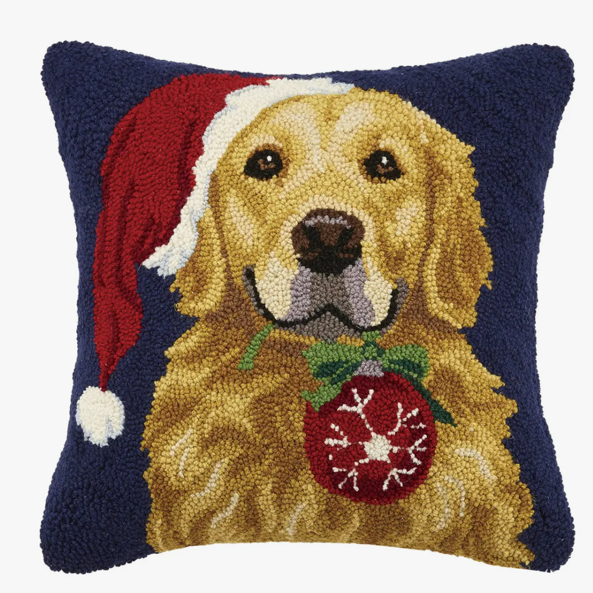 RETRIEVER DOG WITH ORNAMENT HOOK PILLOW CHRISTMAS
