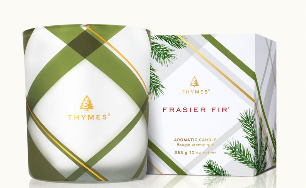 FRASIER FIR FROSTED PLAID MEDIUM POURED CANDLE PLAID