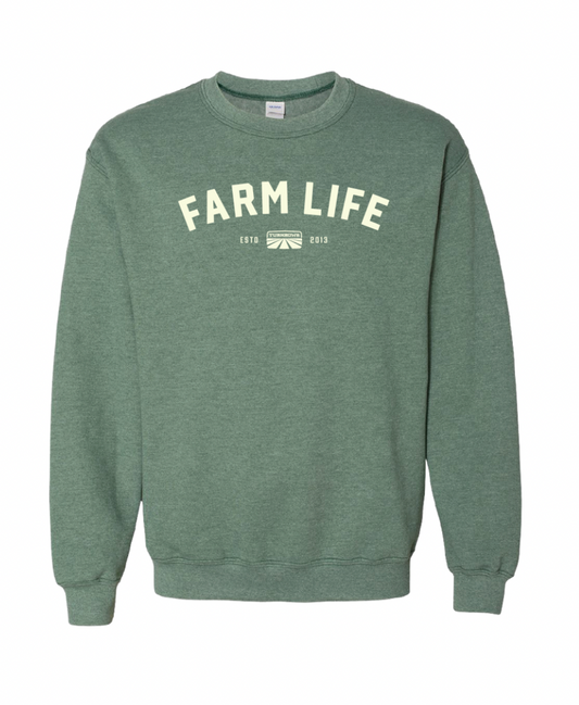 TURNROWS FARM LIFE ARCHED CREWNECK SWEATSHIRT GREEN