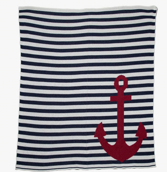 NAUTICAL FRENCH STRIPE THROW