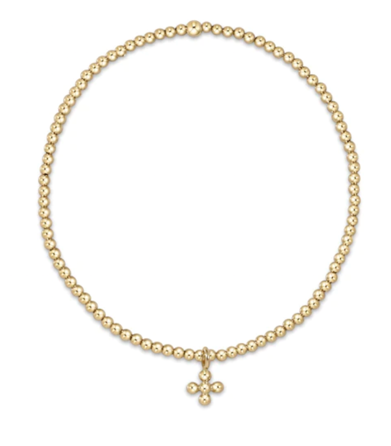 ENEWTON CLASSIC GOLD 2MM BEAD BRACELET CLASSIC BEADED SIGNATURE CROSS SMALL GOLD CHARM