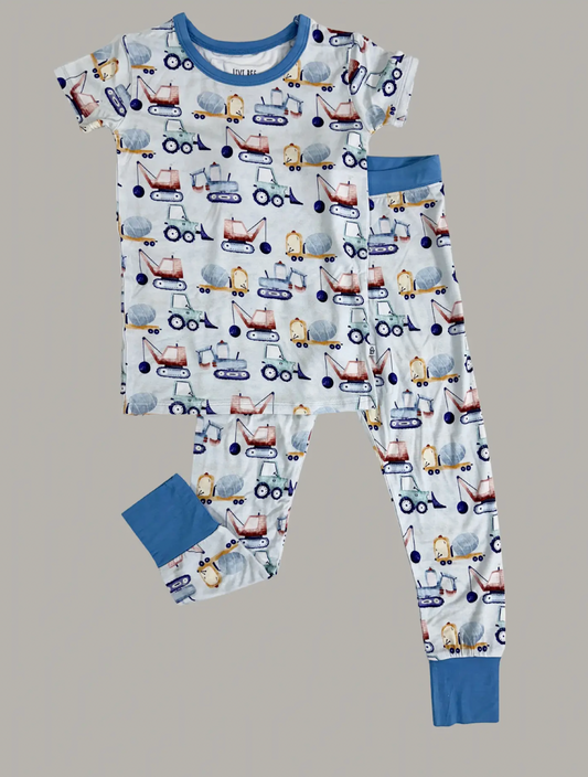 CONSTRUCTION TRUCKS 2 PIECE PAJAMA SET