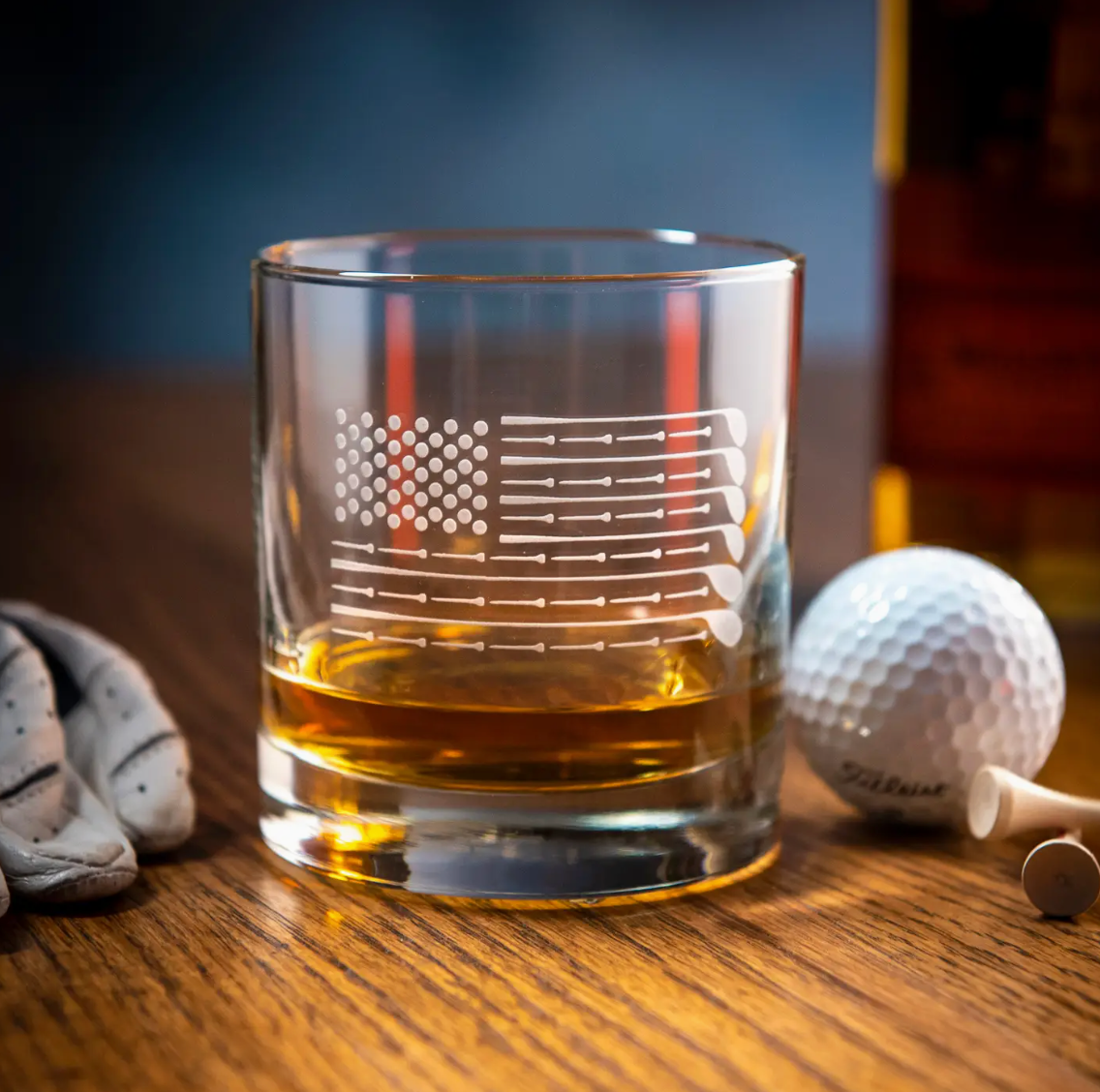 GOLF US FLAG BOURBON GLASS
