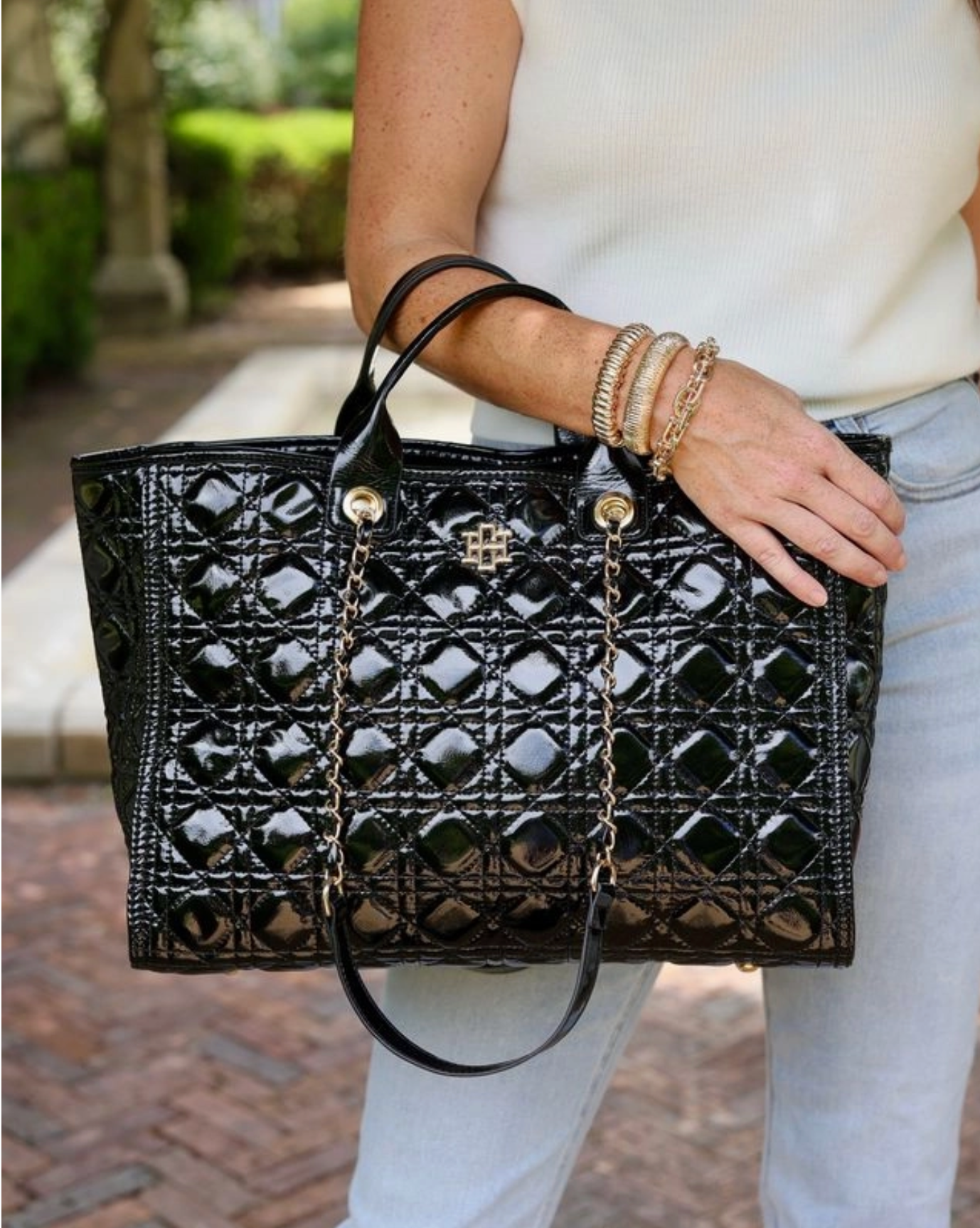 MELISSA TOTE BAG BLACK PATENT