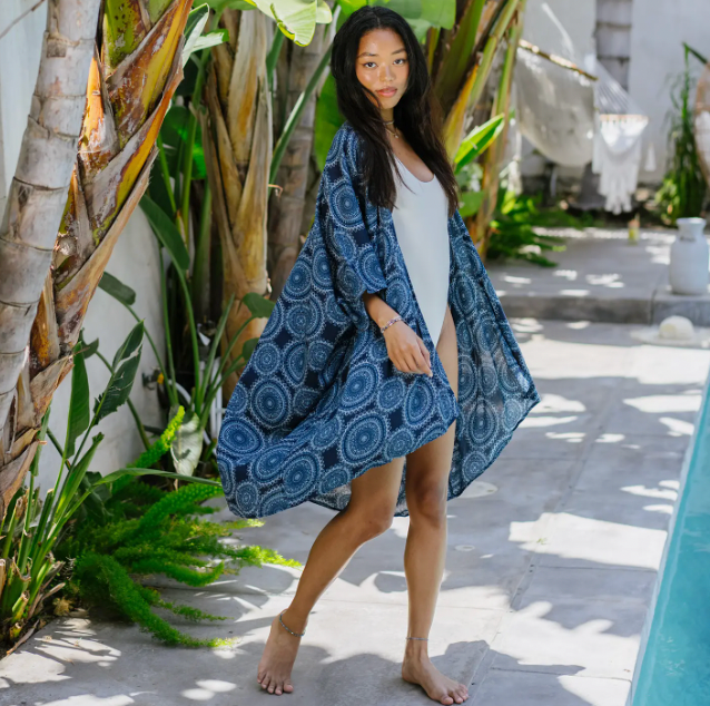 MANDALA MIXED NAVY KIMONO