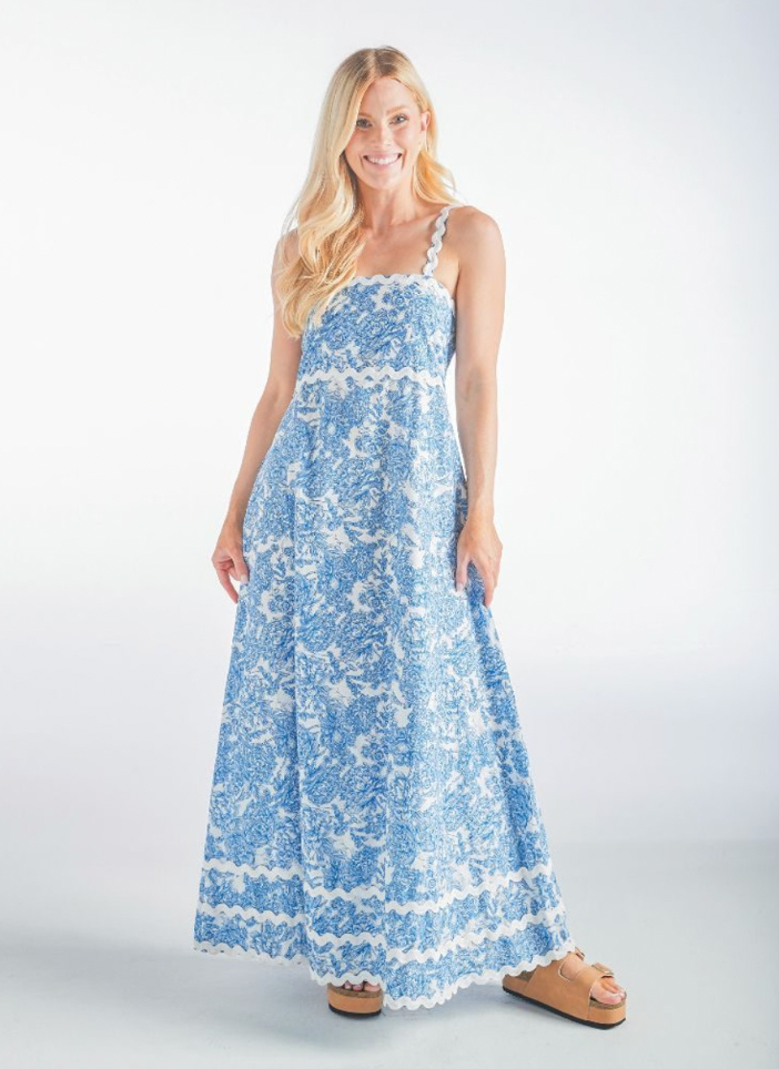 SIMPLY SOUTHERN DRESS MAXI SCALLOP BLUE VINTAGE