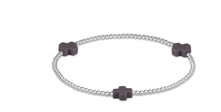 ENEWTON SIGNATURE CROSS STERLING PATTERN 2MM BEAD BRACELET
