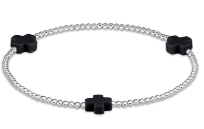 ENEWTON SIGNATURE CROSS STERLING PATTERN 2MM BEAD BRACELET