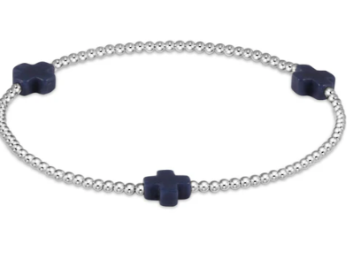 ENEWTON SIGNATURE CROSS STERLING PATTERN 2MM BEAD BRACELET