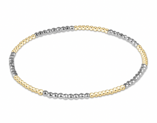 ENEWTON BLISSFUL PATTERN 2MM BEAD BRACELET BRIGHT SILVER FACETED HEMATITE