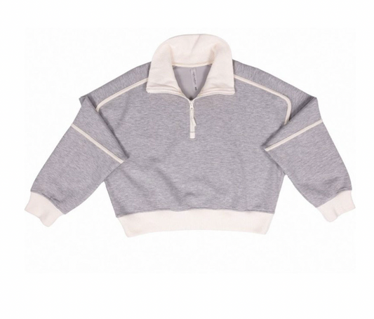 SIMPLY SOUTHERN QUARTER ZIP HEATHER GRAY