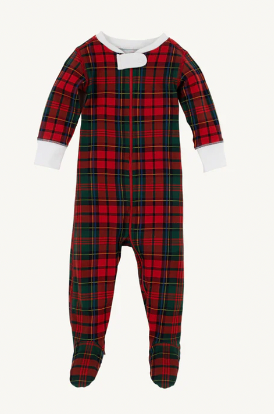 BEAUFORT BONNET KNOX'S NIGHT NIGHT FOOTED PAJAMAS PACES MILL PLAID/WORTH AVE WHITE