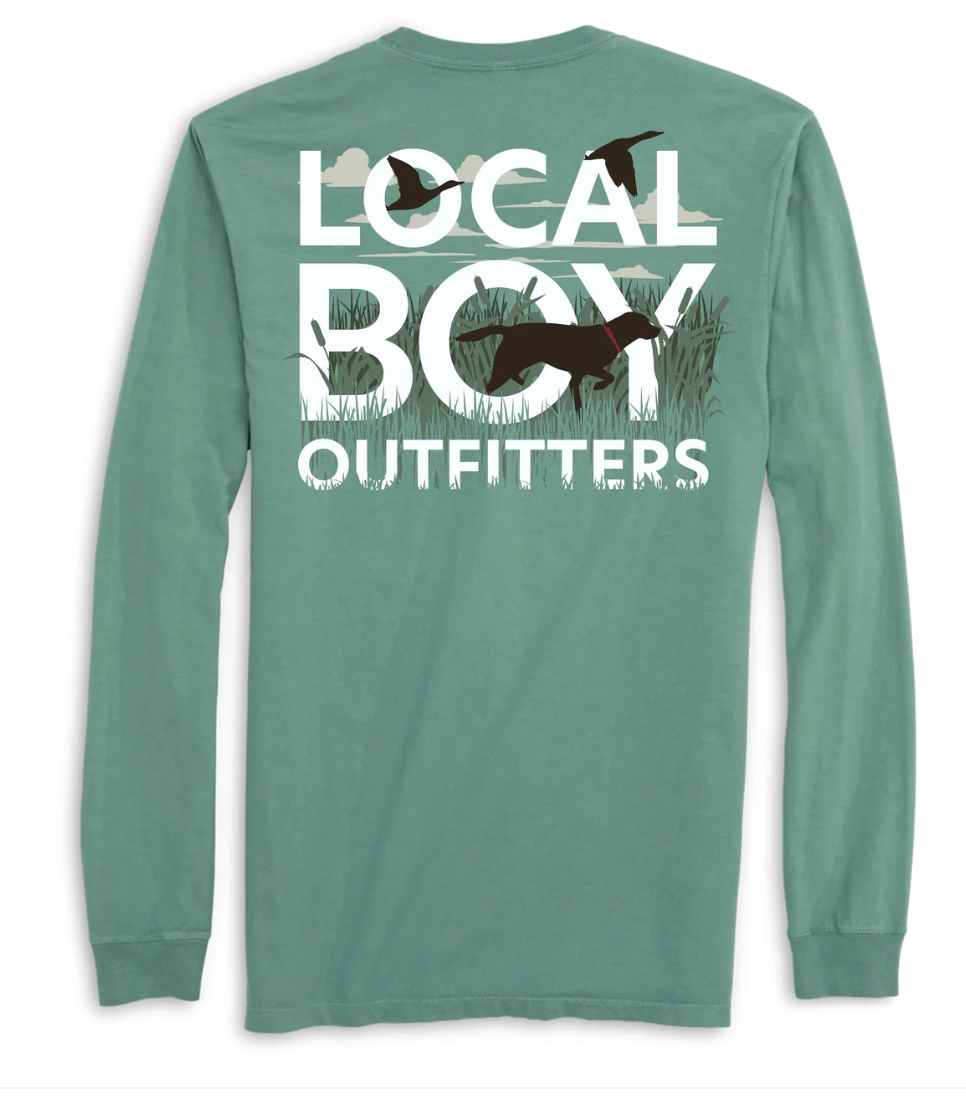 LOCAL BOY OUTFITTERS YOUTH TEXT AND TAIL LS TEE LIGHT GREEN