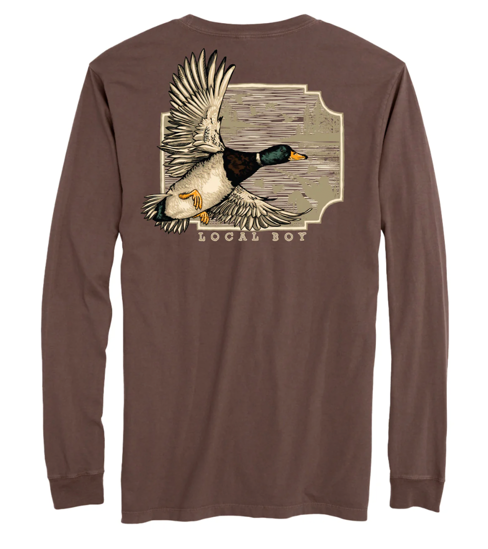LOCAL BOY OUTFITTERS GREENHEAD FLIGHT LS TEE ESPRESSO