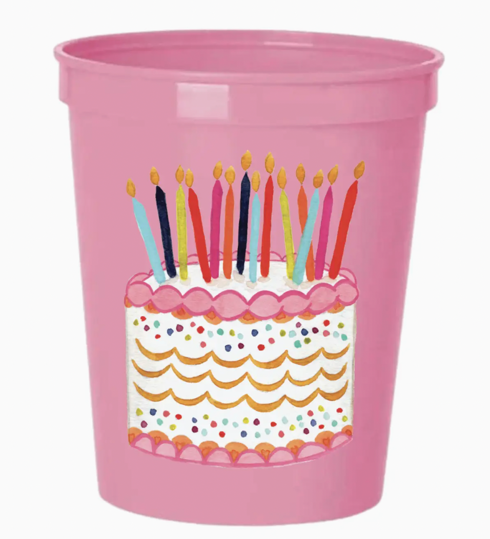 BIRTHDAY CAKE PINK STADIUM CUPS