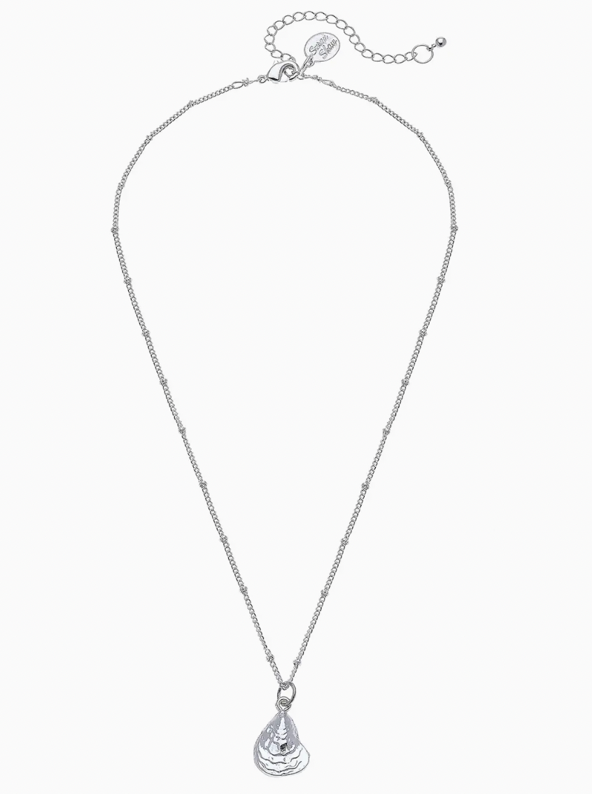 DAINTY SILVER OYSTER NECKLACE