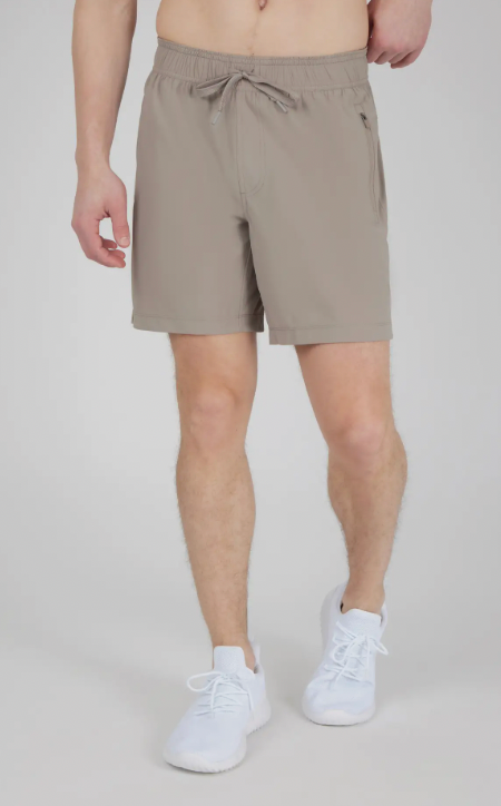 MEN'S 7 INCHES STRETCH TECH SHORTS WITH FRONT ZIPPER SATELLITE