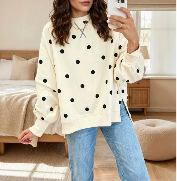 POLKA DOT OVERSIZED SWEATSHIRT