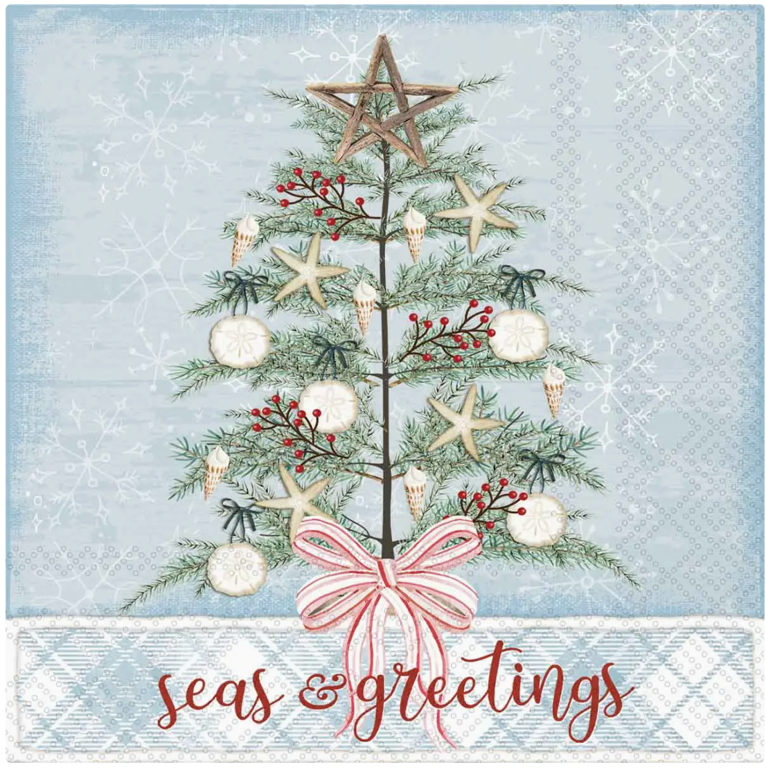 COASTAL CHRISTMAS SEAS & GREETINGS COCKTAIL NAPKIN