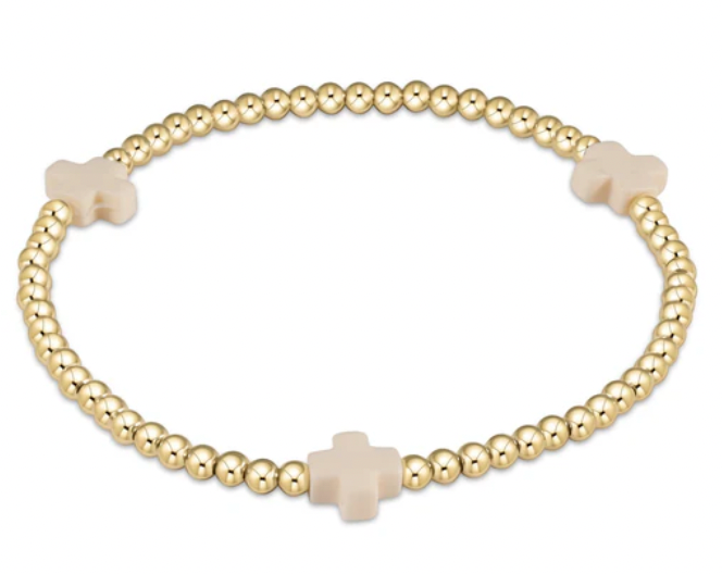ENEWTON SIGNATURE CROSS GOLD PATTERN 2MM BEAD BRACELET
