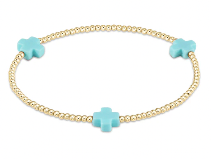 ENEWTON SIGNATURE CROSS GOLD PATTERN 2MM BEAD BRACELET