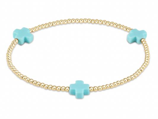 ENEWTON SIGNATURE CROSS GOLD PATTERN 2MM BEAD BRACELET