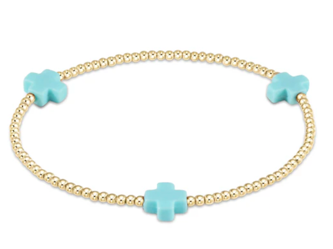 ENEWTON SIGNATURE CROSS GOLD PATTERN 2MM BEAD BRACELET