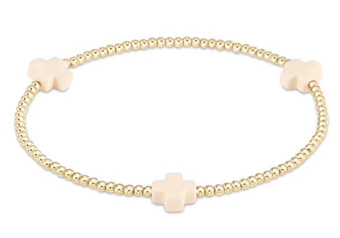 ENEWTON SIGNATURE CROSS GOLD PATTERN 2MM BEAD BRACELET