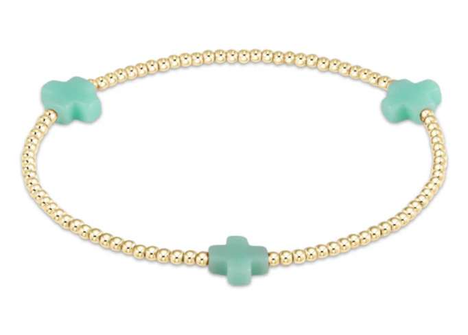 ENEWTON SIGNATURE CROSS GOLD PATTERN 2MM BEAD BRACELET