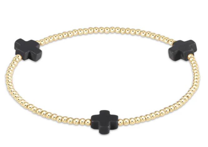 ENEWTON SIGNATURE CROSS GOLD PATTERN 2MM BEAD BRACELET