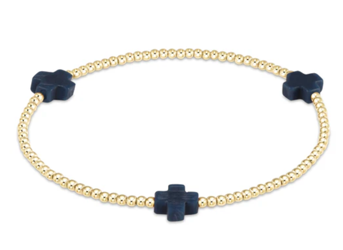 ENEWTON SIGNATURE CROSS GOLD PATTERN 2MM BEAD BRACELET