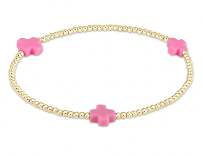 ENEWTON SIGNATURE CROSS GOLD PATTERN 2MM BEAD BRACELET