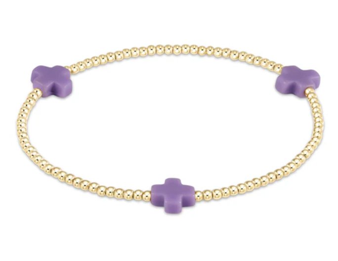ENEWTON SIGNATURE CROSS GOLD PATTERN 2MM BEAD BRACELET