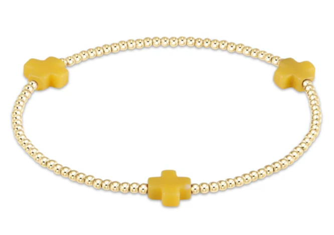 ENEWTON SIGNATURE CROSS GOLD PATTERN 2MM BEAD BRACELET