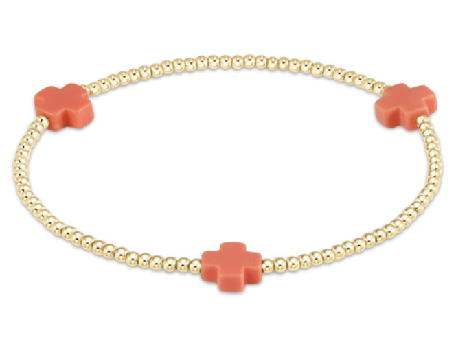 ENEWTON SIGNATURE CROSS GOLD PATTERN 2MM BEAD BRACELET