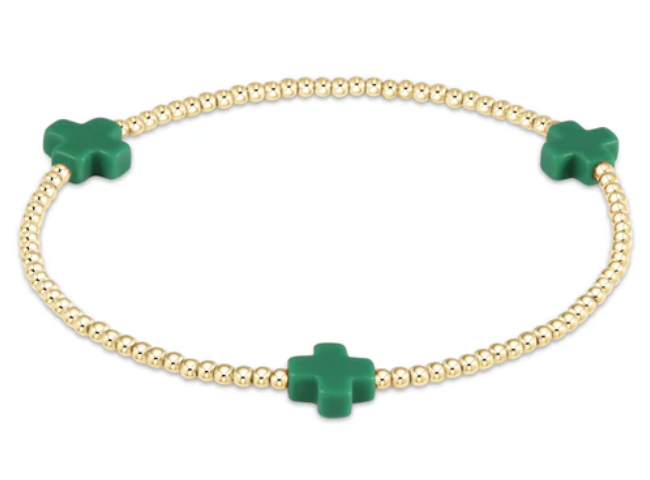 ENEWTON SIGNATURE CROSS GOLD PATTERN 2MM BEAD BRACELET