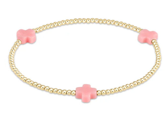 ENEWTON SIGNATURE CROSS GOLD PATTERN 2MM BEAD BRACELET